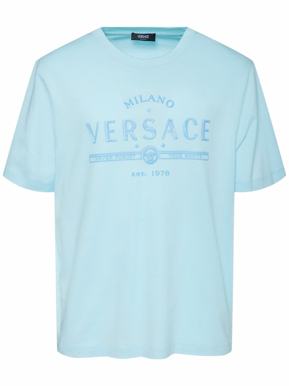 【関税&送料込】Versace T-Shirt Compact Cotton Jersey Fabric VERSACE Compact Cotton Jersey T-shirt Versace