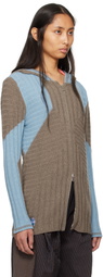 Kiko Kostadinov Brown & Blue Dakota Oversized Knit Hoodie