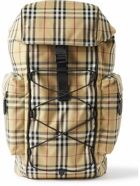 Burberry - Murray Logo-Embossed Checked Shell Leather-Trimmed Backpacks
