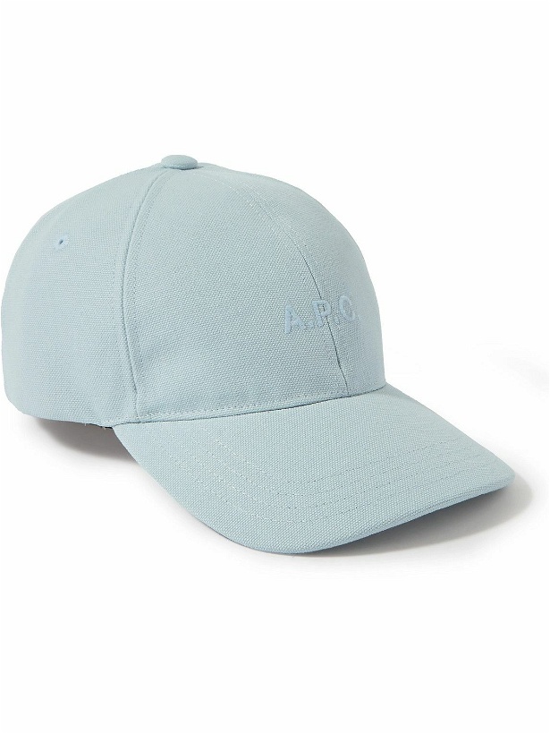 Photo: A.P.C. - Charlie Logo-Embroidered Cotton-Canvas Baseball Cap - Blue