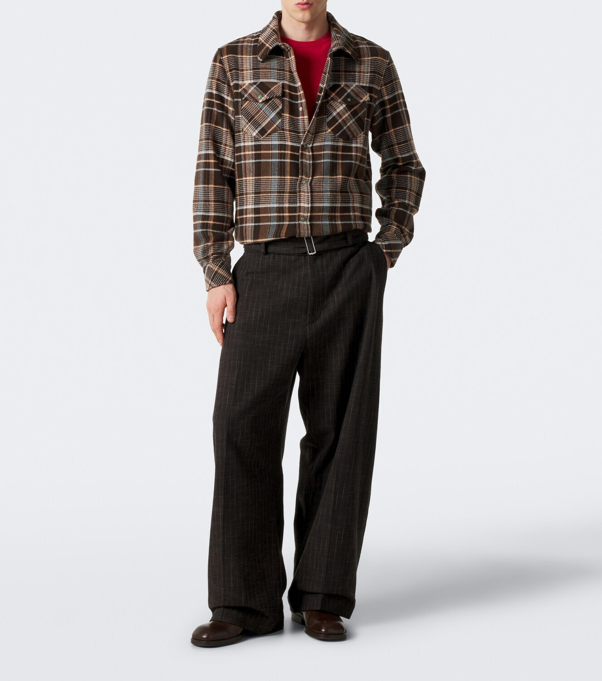 God's True Cashmere Wilderness plaid cashmere shirt with emeralds