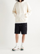 FRAME - Logo-Appliquéd Fleece-Back Cotton-Blend Jersey Hoodie - Neutrals