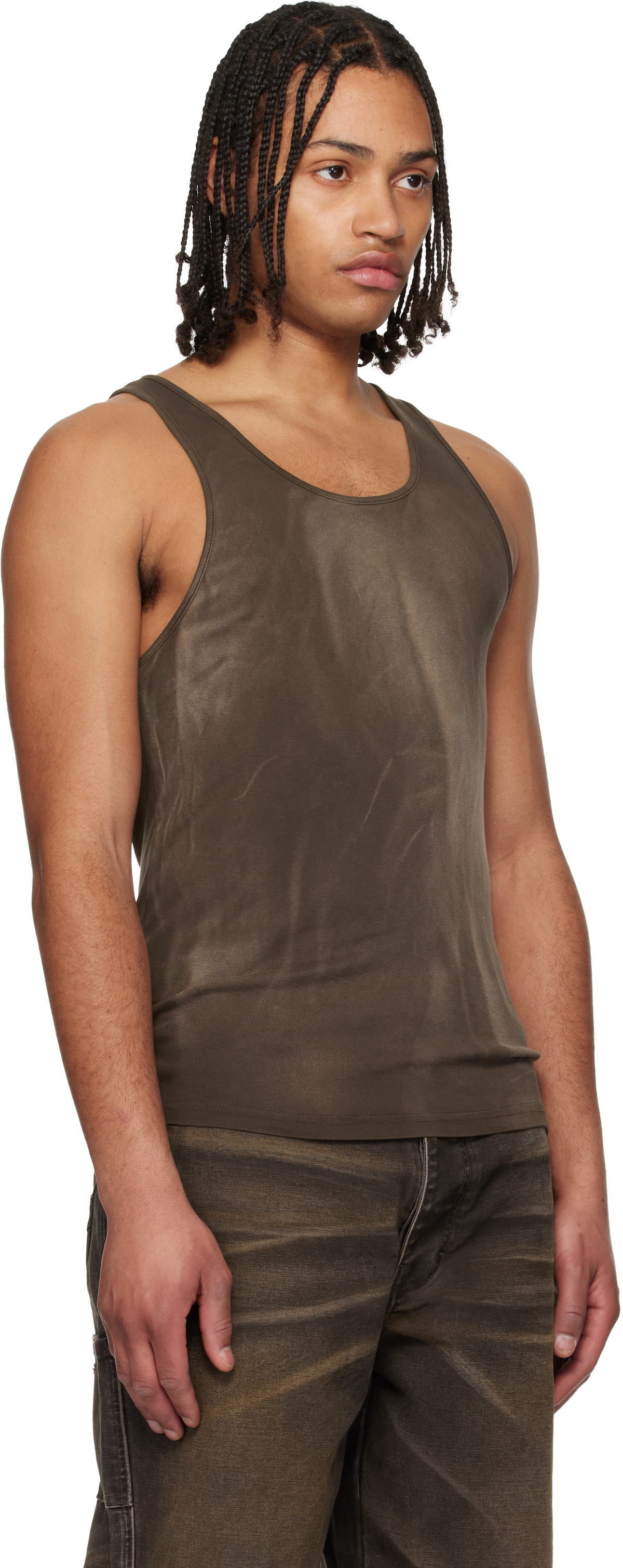ALEXANDER DIGENOVA Brown Faded Tank Top