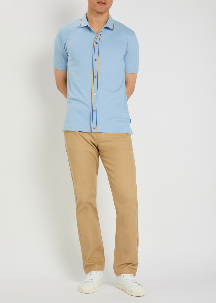 PS Paul Smith Striped-trim Cotton-blend Shirt Blue