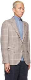 Brunello Cucinelli Brown Tweed Houndstooth Blazer