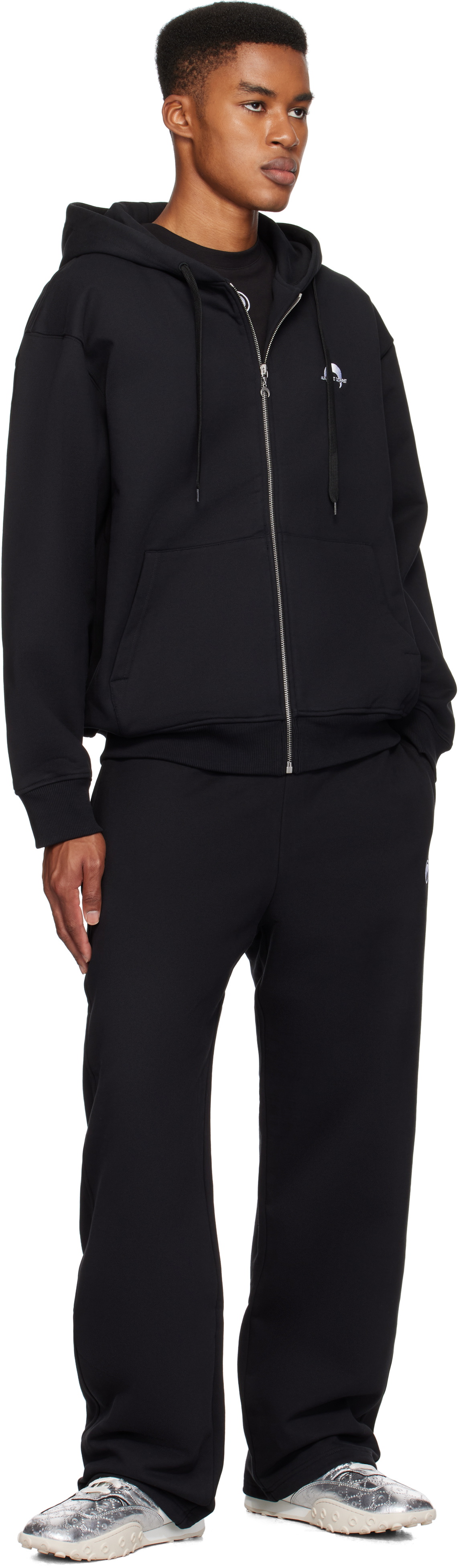 Marine Serre Black Moon Logo Fleece Zipped Hoodie