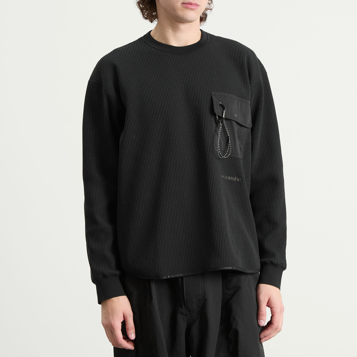 and wander Men's Longsleeve Waffle T-Shirt in Black