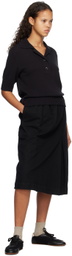 Margaret Howell Black Wide Placket Polo
