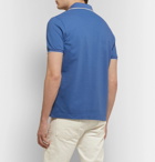 Loro Piana - Contrast-Tipped Stretch-Cotton Piqué Polo Shirt - Blue