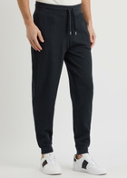 Boss Waffle-knit Cotton-blend Sweatpants Dark Blue