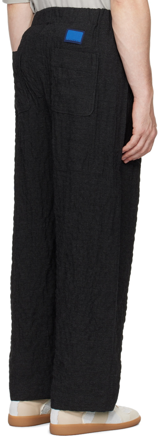 DOCUMENT Gray Wool Cotton Tucked Easy Trousers