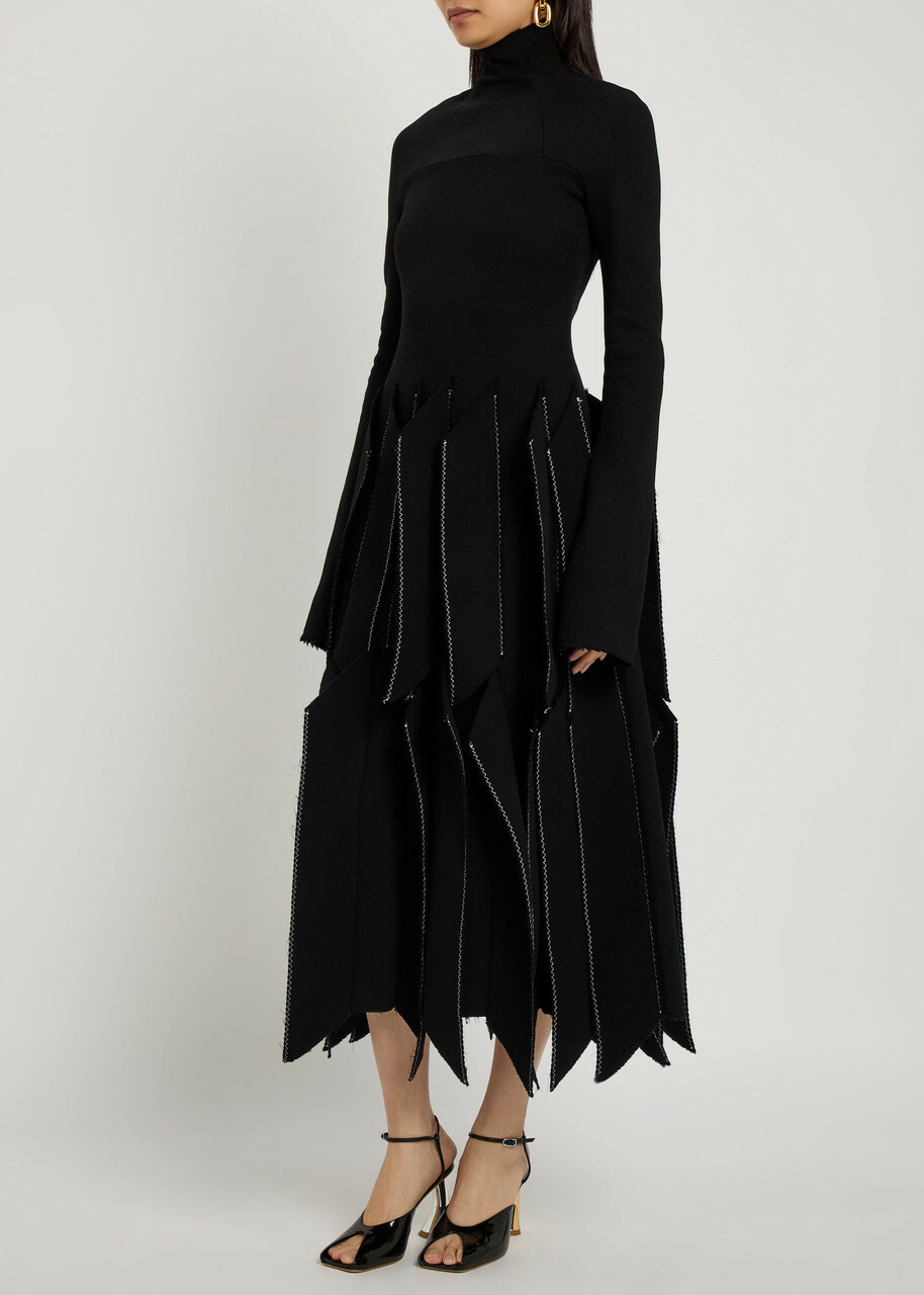 A.W.A.K.E Mode Laser-cut Wool-blend Midi Dress Black