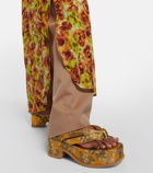 Dries Van Noten Floral-printed platform thong sandals