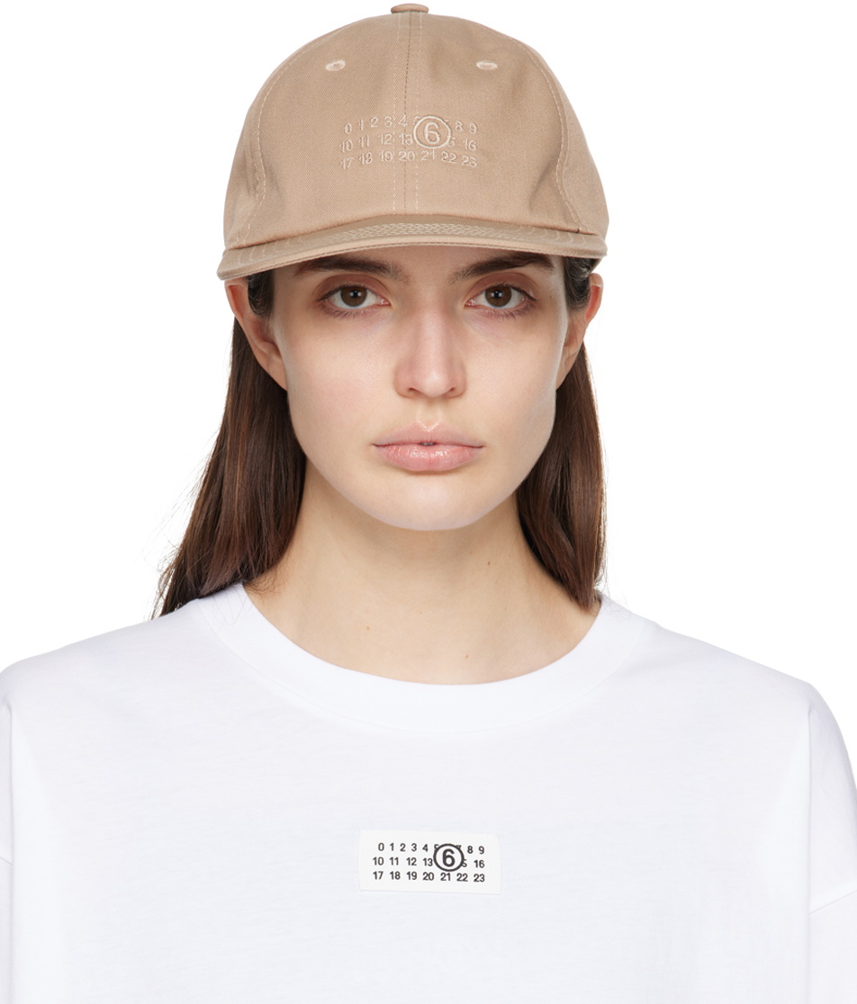 MM6 Maison Margiela Beige Numeric Signature Cap MM6 Maison Margiela