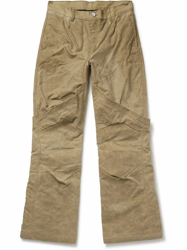 Photo: RRR123 - Prayer Straight-Leg Panelled Waxed Cotton-Canvas Trousers - Brown