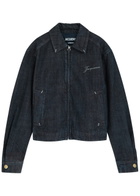 Jacquemus La Veste De-nîmes Crocodile-effect Canvas Jacket Navy