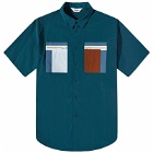 DIGAWEL Men's Zip Pocket Short Sleeve Shirt in Dark Teal