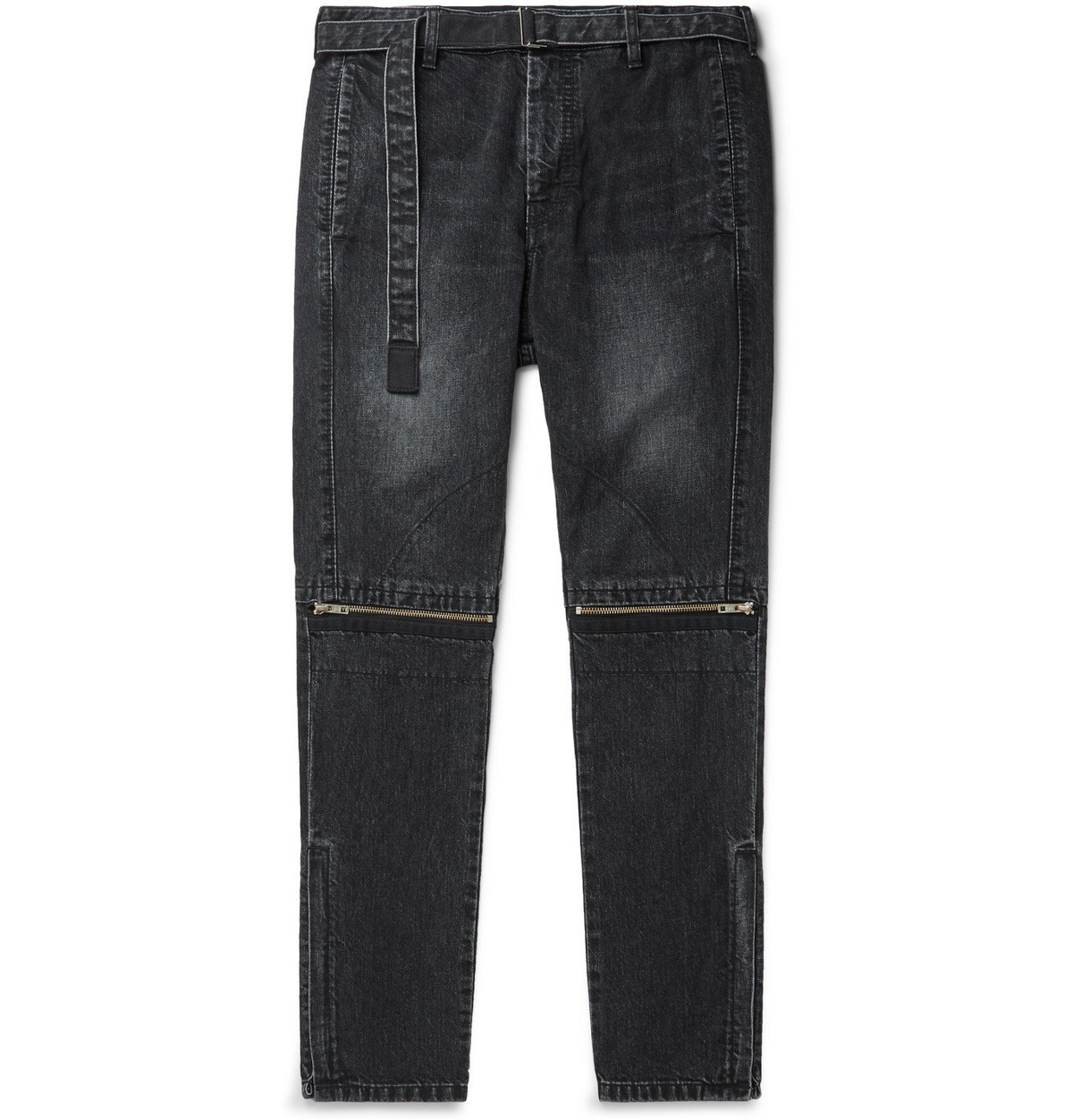 Sacai - Slim-Fit Belted Denim Jeans - Black