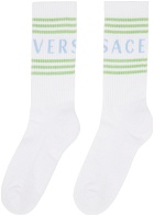 Versace White 90s Vintage Logo Socks