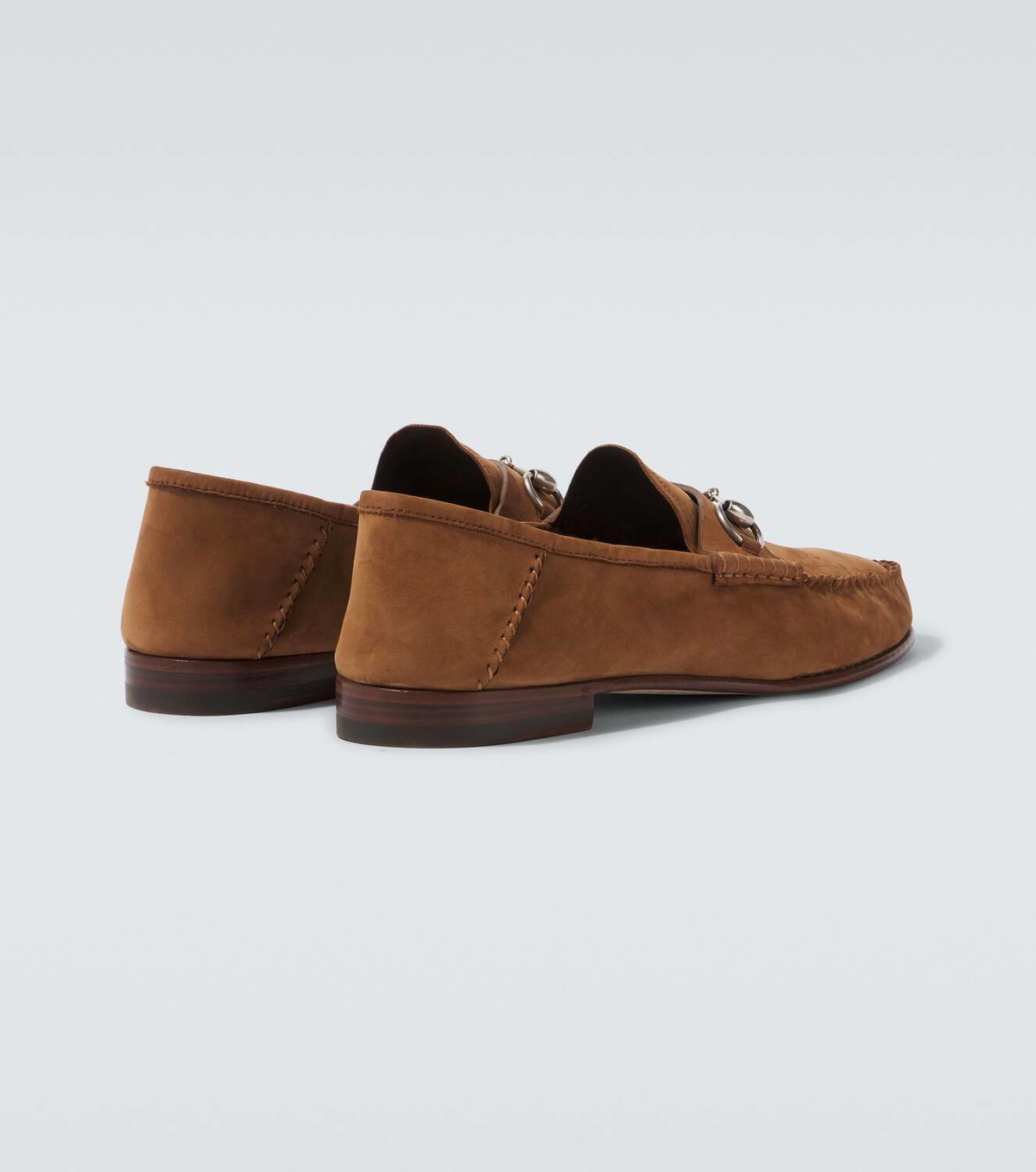 Gucci Brown Suede Loafers with Gold Hardware Men main image 3
