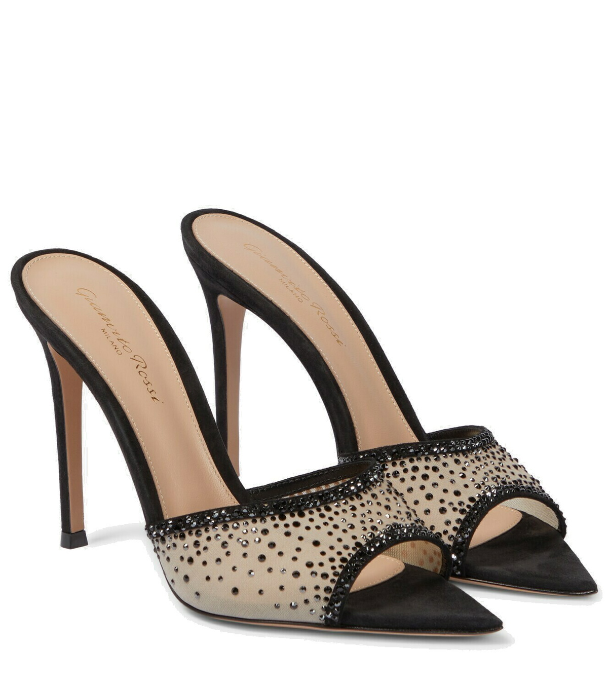 Gianvito Rossi☆ Mae 85 クリスタル装飾 サテン アンクルブーツ Gianvito Rossi☆ Mae 85 クリスタル装飾 サテン アンクルブーツ