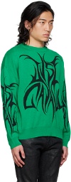 Just Cavalli Green Graphic Sweater