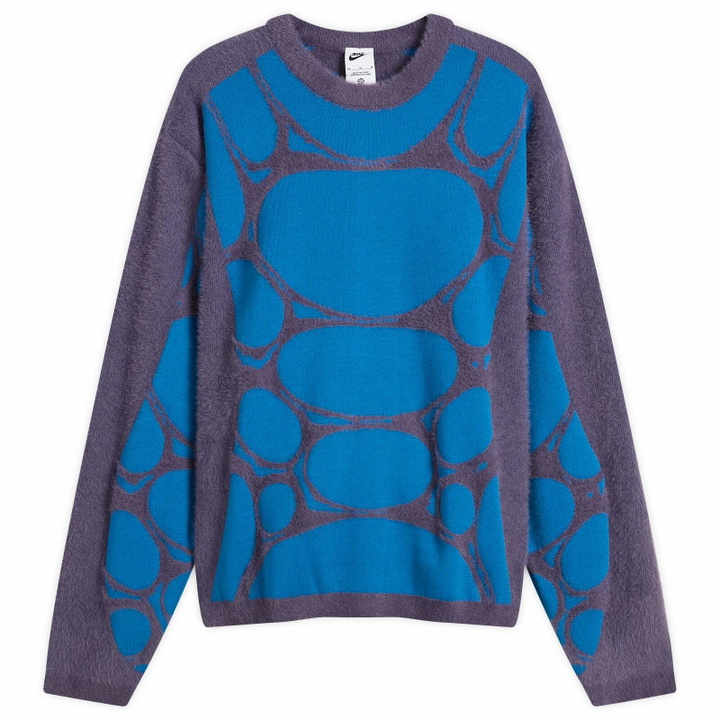 Photo: Nike Men's Project F.R.O.G. Jelly Cage Sweatshirt in Dark Raisin/Brilliant Blue/Voltage Green