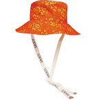 Loewe - Paula's Ibiza Leather-Appliquéd Printed Cotton-Canvas Bucket Hat - Orange