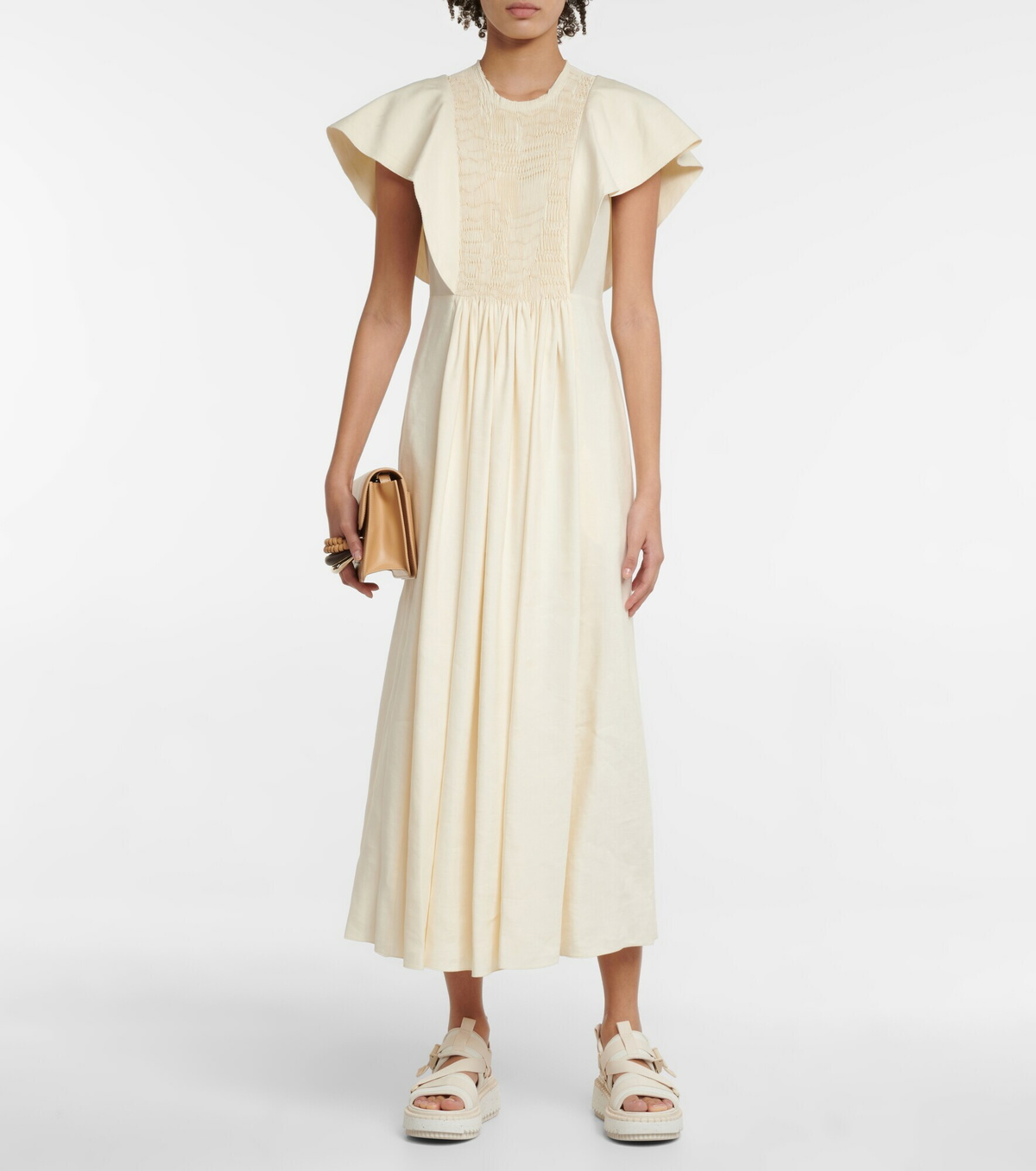 CHLOE YELLOW STRAPLESS LINEN MAXI DRESS