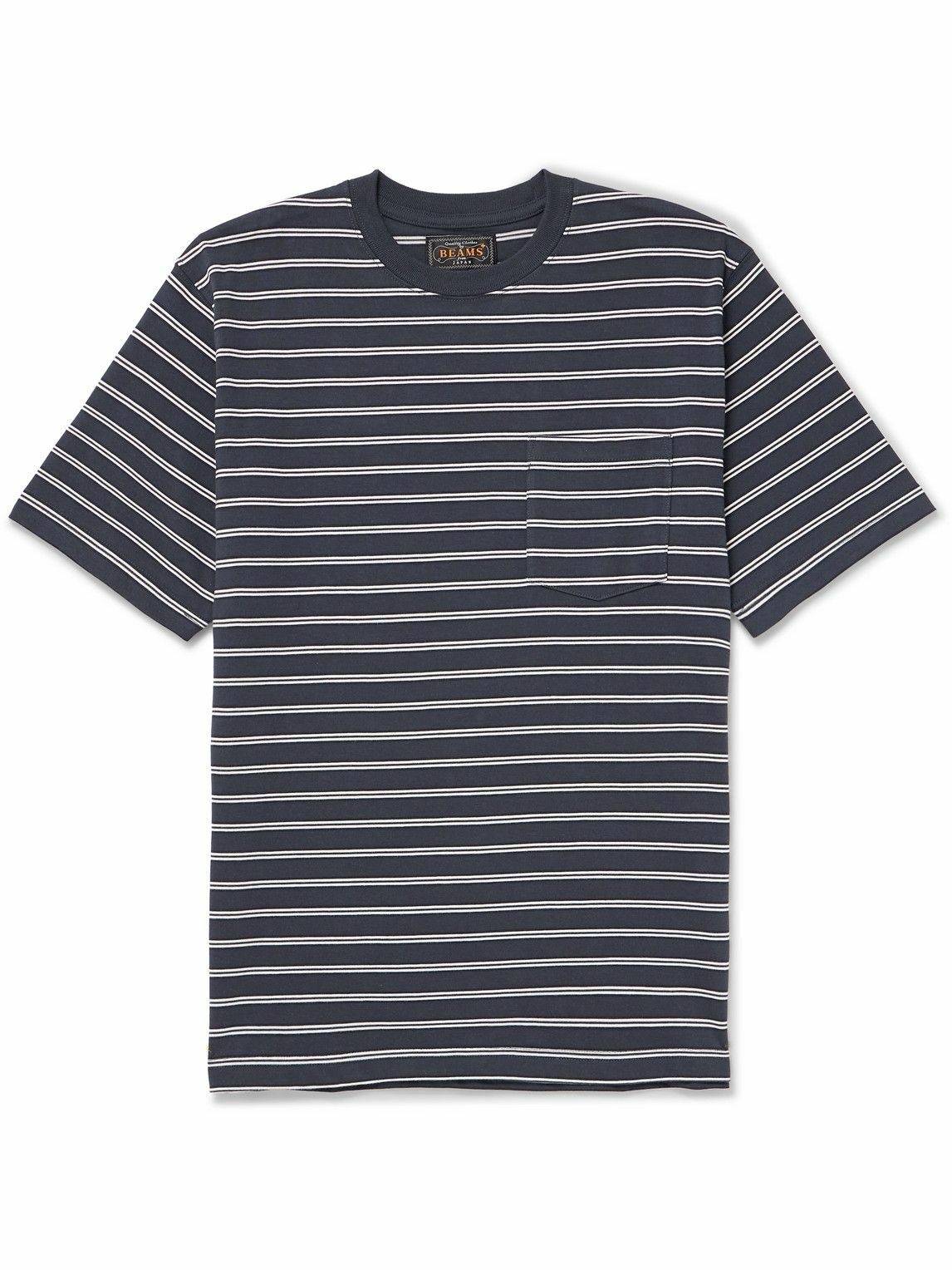 Beams Plus - Striped Cotton-Jersey T-Shirt - Blue Beams Plus