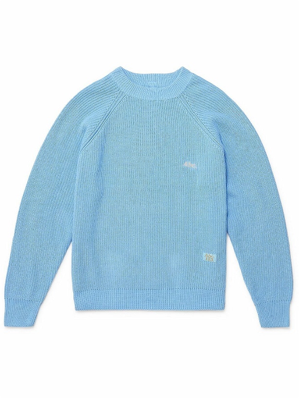 Photo: Abc. 123. - Logo-Embroidered Ribbed Cotton Sweater - Blue