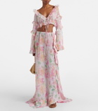 Bananhot Anita floral ruffled off-shoulder crop top