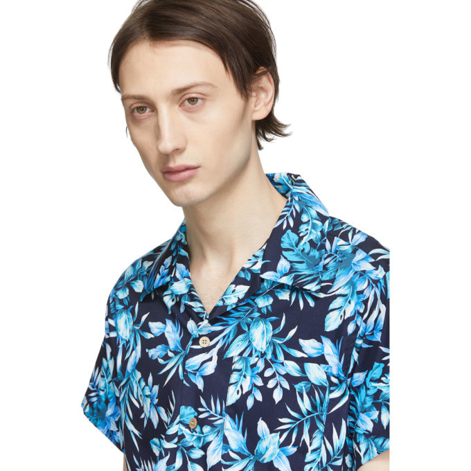 Naked and Famous Denim Navy and Blue Big Tropical Aloha Shirt Naked and ...