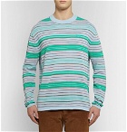Acne Studios - Nimah Appliquéd Striped Cotton-Blend Sweater - Men - Green