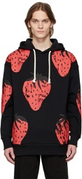 JW Anderson Black & Red Oversized Strawberry Hoodie