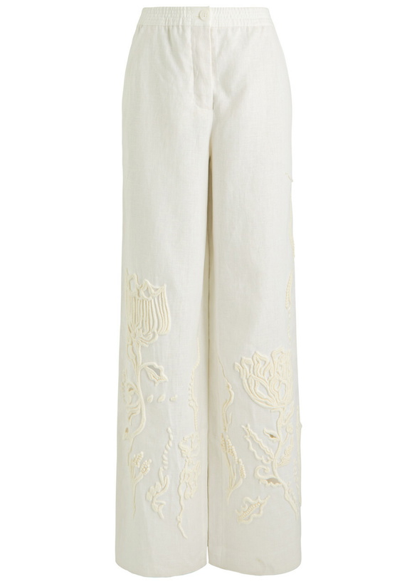 Photo: Dorothee Schumacher Embroidered Beauty Straight-leg Linen Trousers Off White