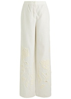 Dorothee Schumacher Embroidered Beauty Straight-leg Linen Trousers Off White