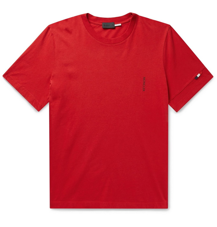 Photo: MONCLER - Logo-Print Cotton-Jersey T-Shirt - Red