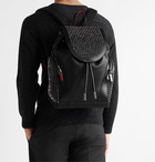 CHRISTIAN LOUBOUTIN - Explorafunk Spiked Rubber-Trimmed Full-Grain Leather Backpack - Black