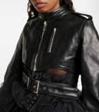 Noir Kei Ninomiya - Cropped cutout leather jacket
