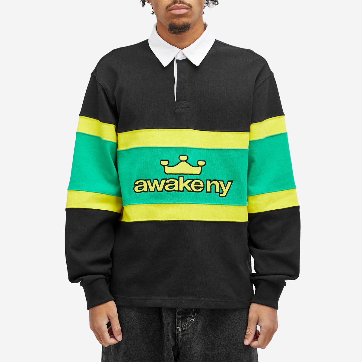 Awake NY Men's Rugby Shirt in Black Awake NY