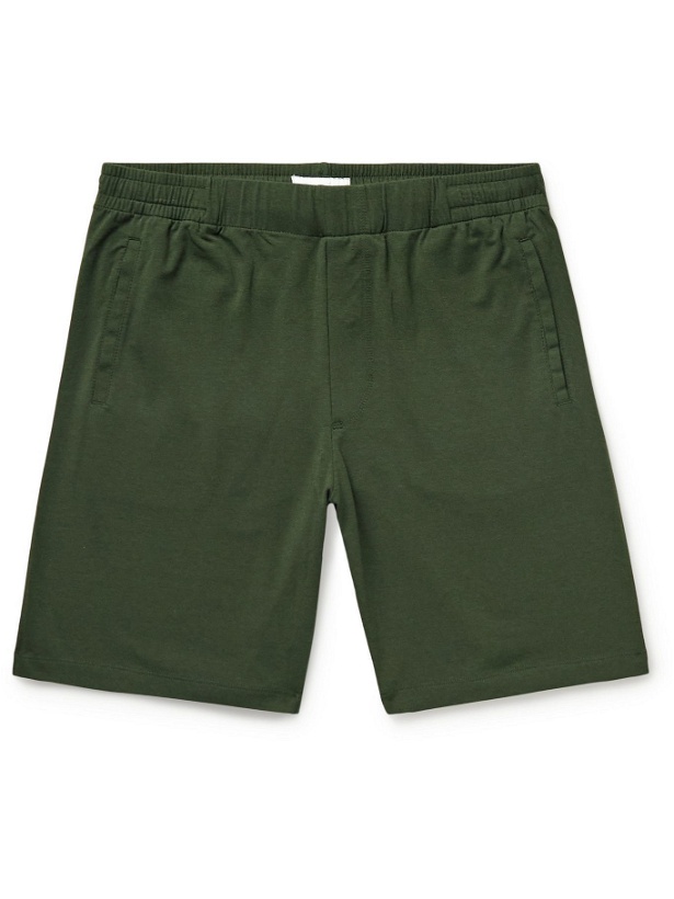 Photo: HAMILTON AND HARE - Stretch-Lyocell and Cotton-Blend Pyjama Shorts - Green