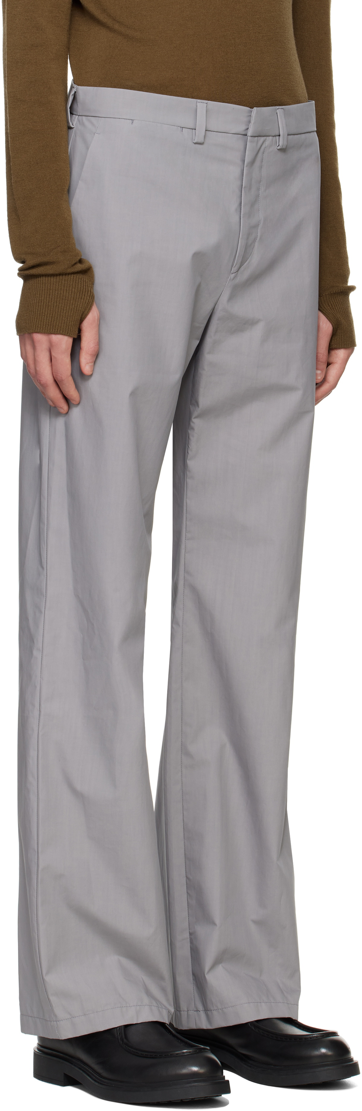 Rier Gray Popeline Waxed Trousers Rier
