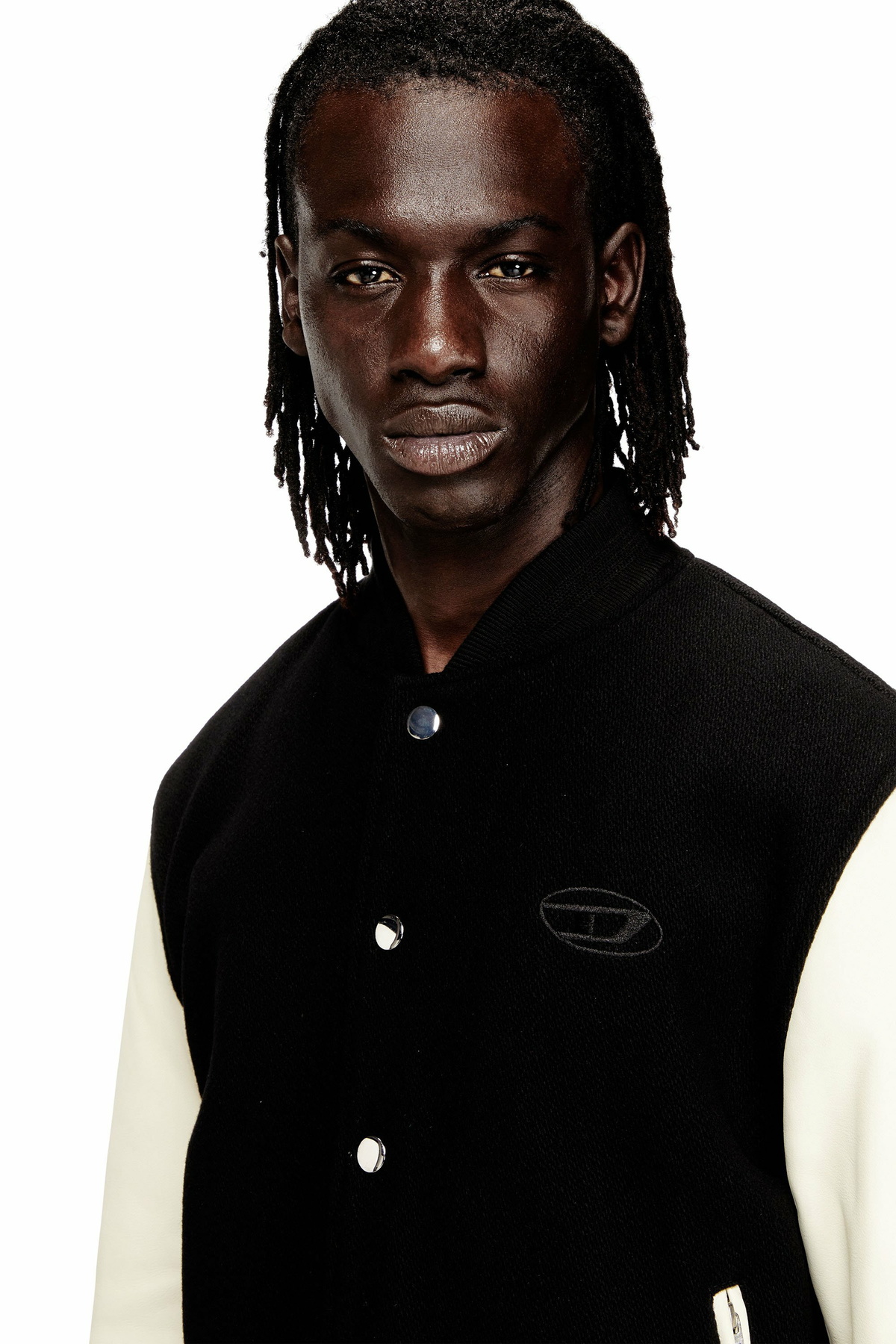 Diesel Bomber jacket in wool blend and leather - Leather jackets Mens in Multicolor