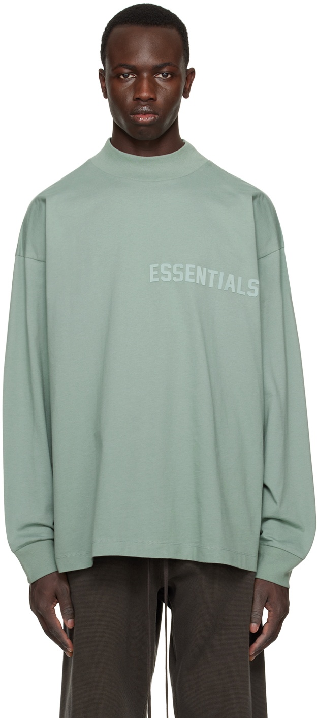 Photo: Essentials Blue Crewneck Long Sleeve T-Shirt
