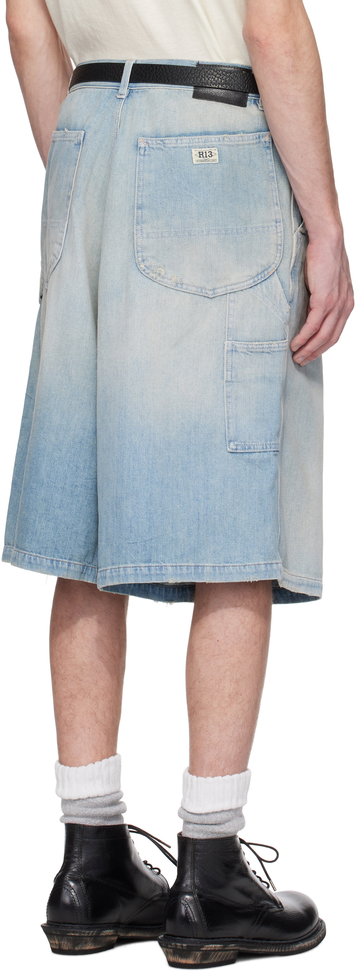 R13 Blue Jesse Carpenter Denim Shorts