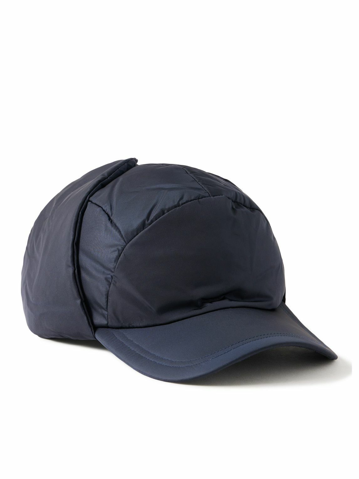 Aspesi - Logo-Appliquéd Padded Quilted Shell Trapper Hat - Blue