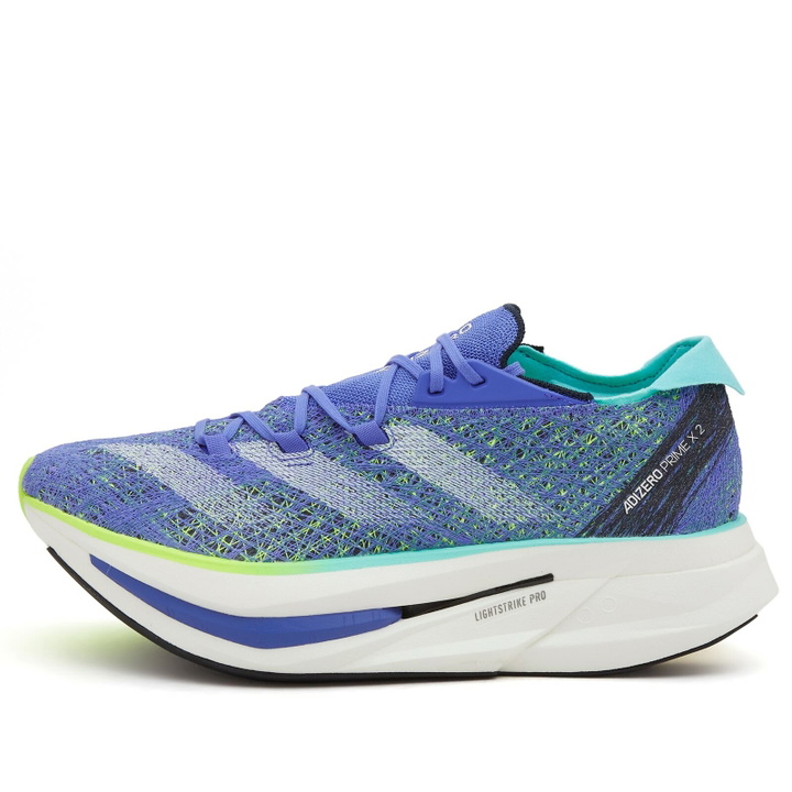 Photo: Adidas Running Men's Adidas Adizero Prime x 2 Strung Sneaker in Blue/Zero/Lemon