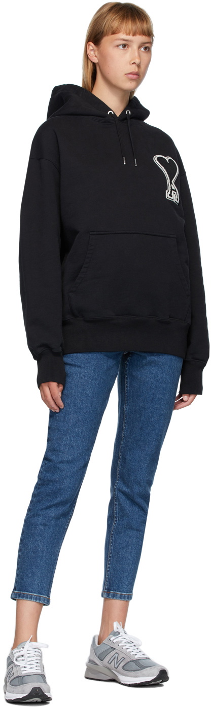 ★関税込★アミ★AMI★de Coeur Tone-On-Tone Hoodie Black★ a_98bca7a72edf44459723fbd6c10d