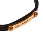 Saint Laurent Men's Leather Id Plaque Bracelet in Brown/Gold